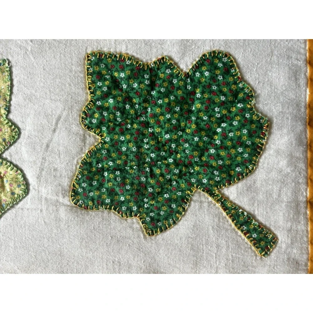 Handmade Fall Autumn Leaf Patchwork Quilt 73x92 Vtg Twin -Queen Throw Rustic